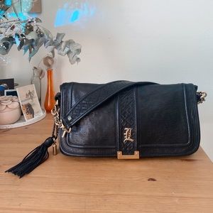 L.A.M.B. Black Leather Shoulder Bag